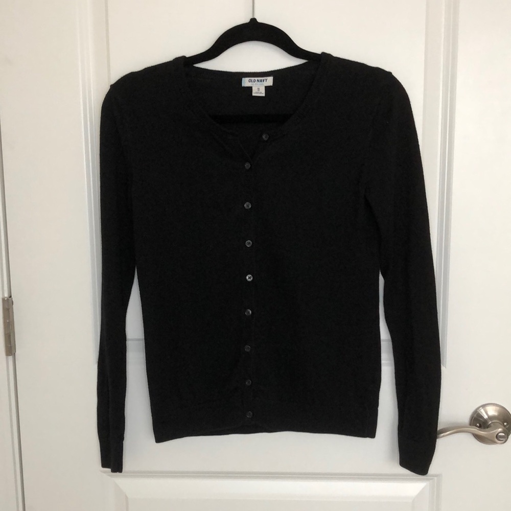Old Navy Black Button Up Crew Neck Cardigan | Size Extra Small